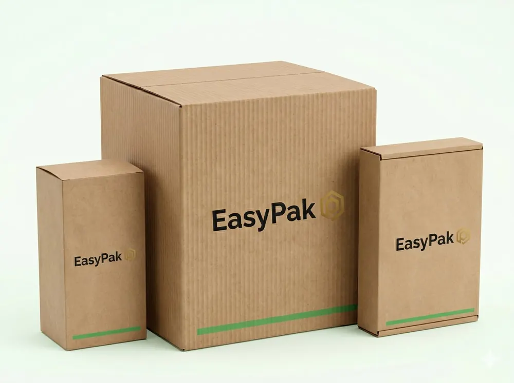 Custom corrugated boxes and folding cartons printed with EasyPak branding